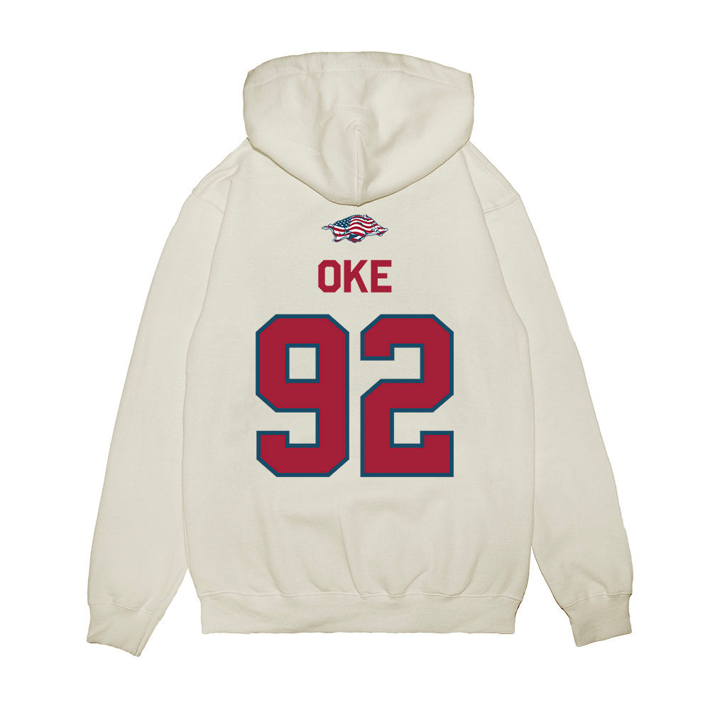 Arkansas - NCAA Football : David Oke - Patriotic Collection Premium Hooded Sweatshirt-1