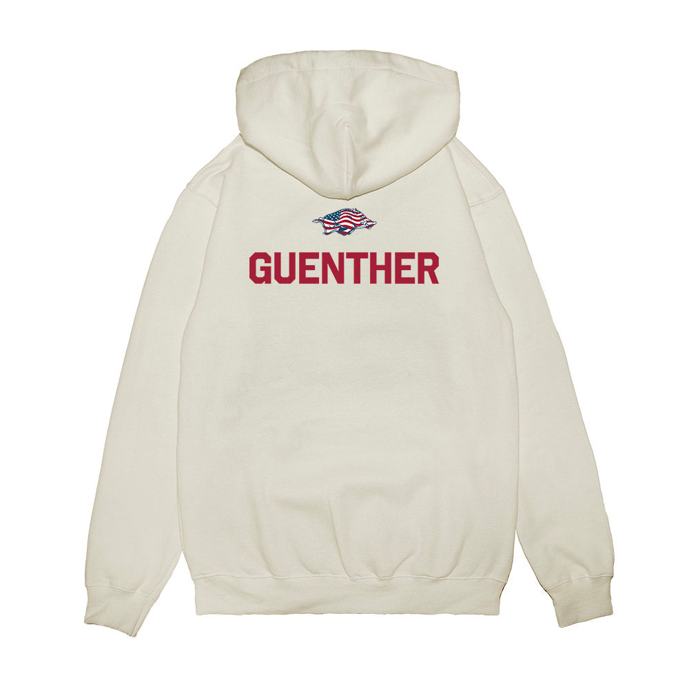Arkansas - NCAA Women's Gymnastics : Giselle Guenther - Patriotic Collection Premium Hooded Sweatshirt-1
