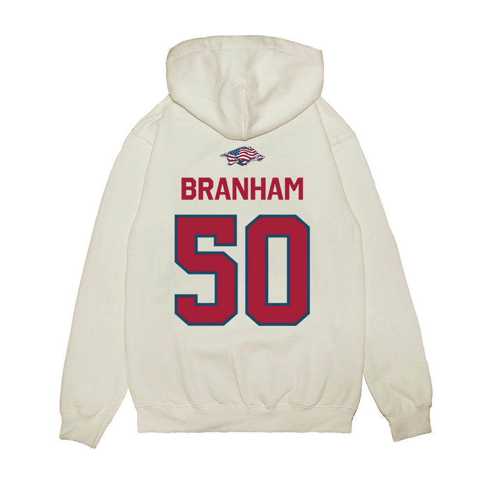 Arkansas - NCAA Football : Kobe Branham - Patriotic Collection Premium Hooded Sweatshirt-1