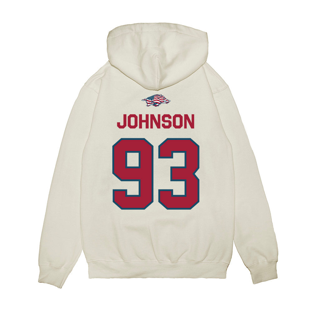 Arkansas - NCAA Football : keiundre johnson - Patriotic Collection Premium Hooded Sweatshirt-1