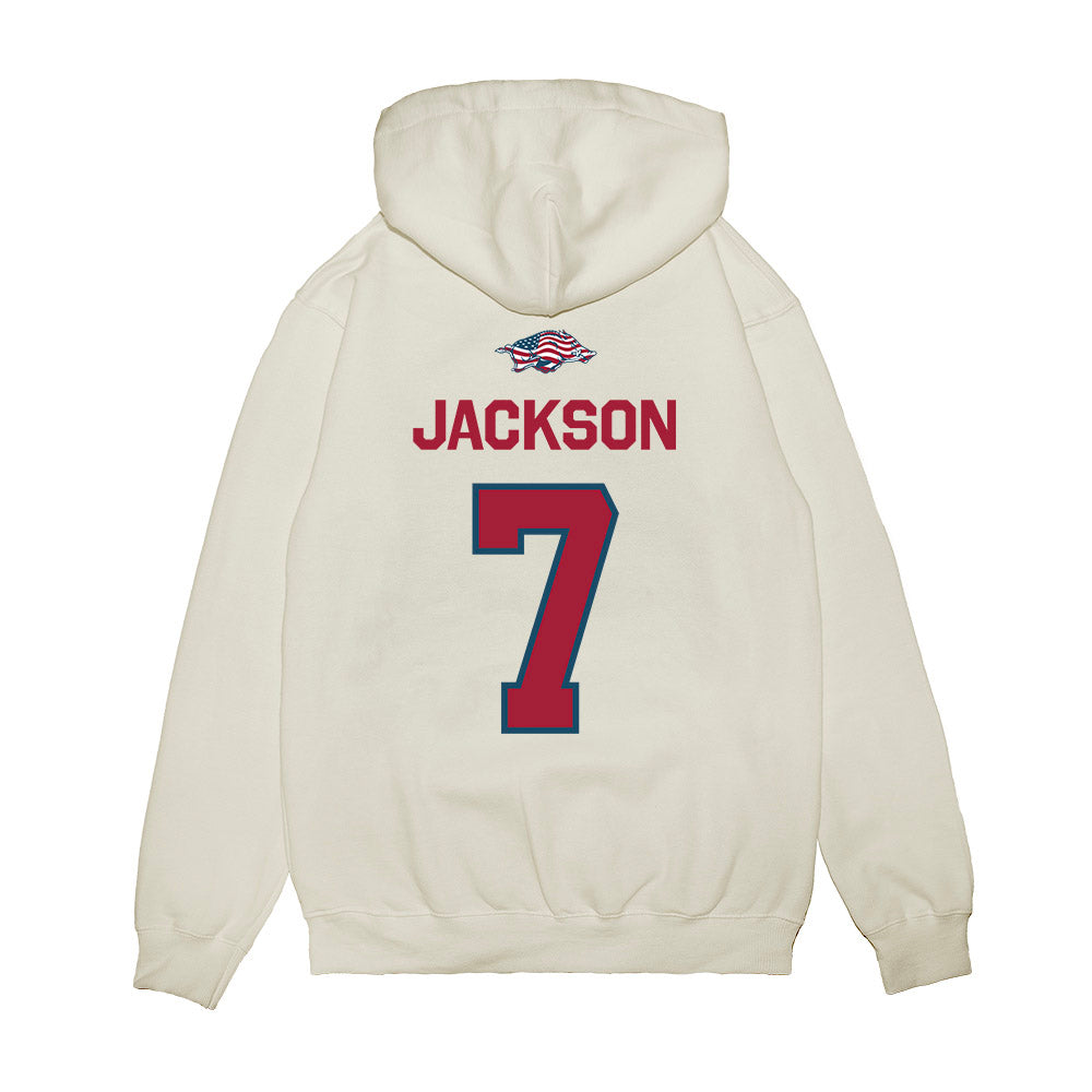 Arkansas - NCAA Football : KJ Jackson - Patriotic Collection Premium Hooded Sweatshirt-1