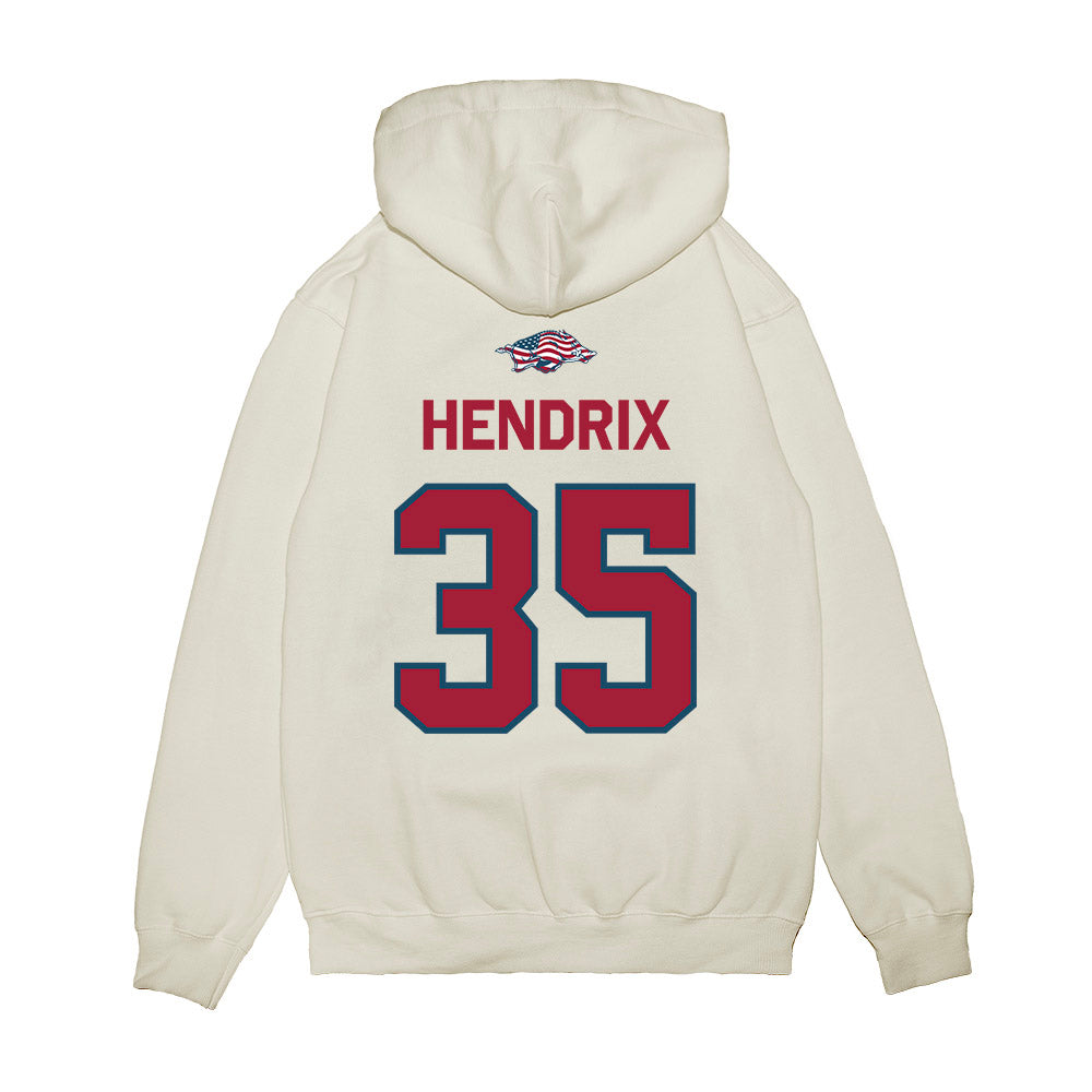 Arkansas - NCAA Football : Hutson Hendrix - Patriotic Collection Premium Hooded Sweatshirt-1