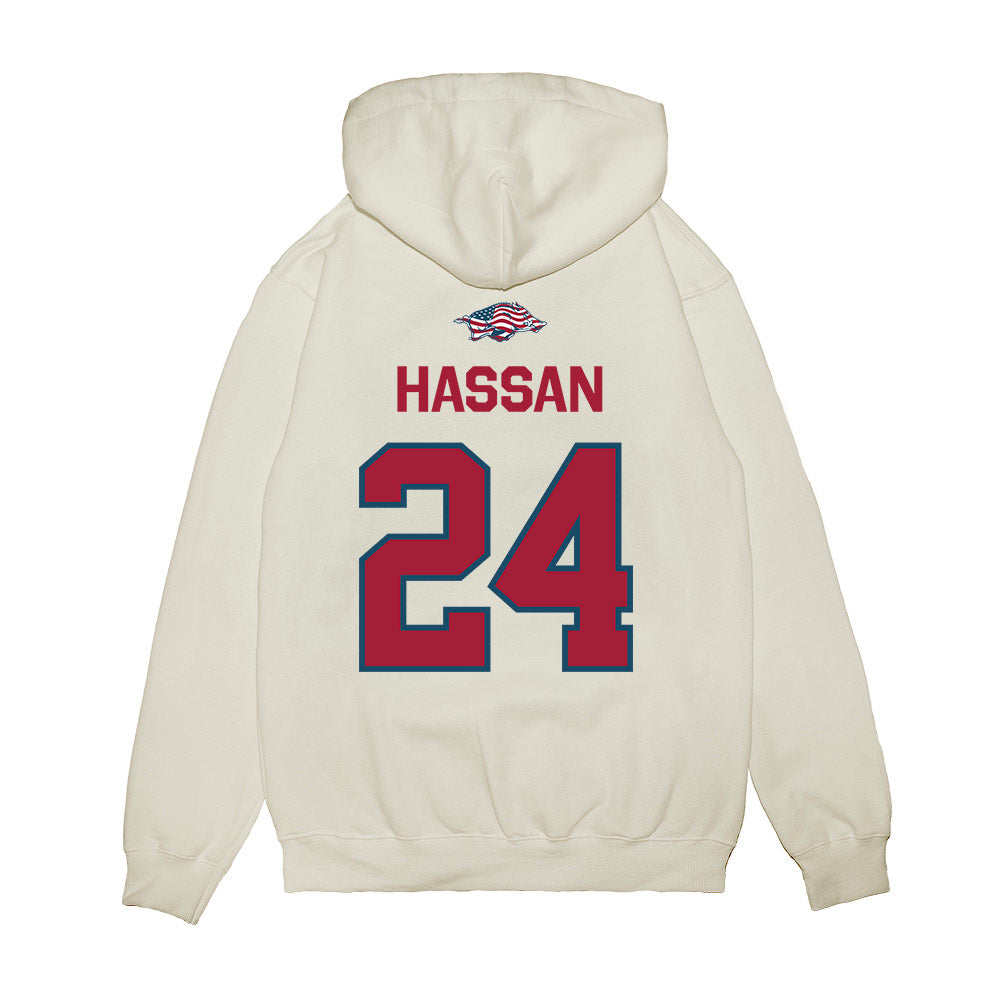 Arkansas - NCAA Women's Basketball : Aisha Hassan - Patriotic Collection Premium Hooded Sweatshirt-1