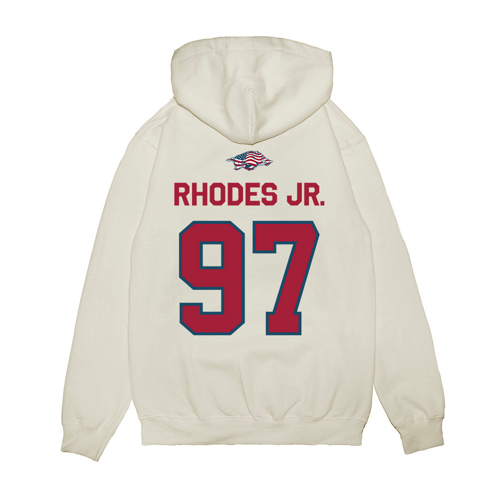 Arkansas - NCAA Football : Quincy Rhodes Jr. - Patriotic Collection Premium Hooded Sweatshirt-1