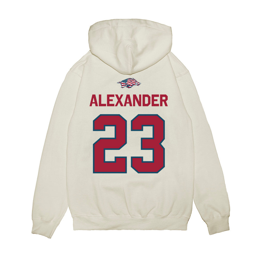 Arkansas - NCAA Women's Volleyball : Aleki Alexander - Patriotic Collection Premium Hooded Sweatshirt-1