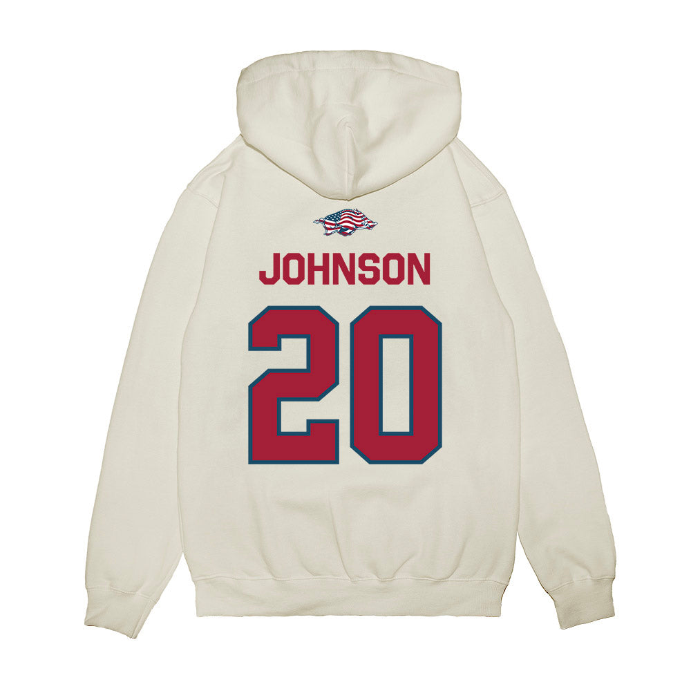 Arkansas - NCAA Football : Jahiem Johnson - Patriotic Collection Premium Hooded Sweatshirt-1
