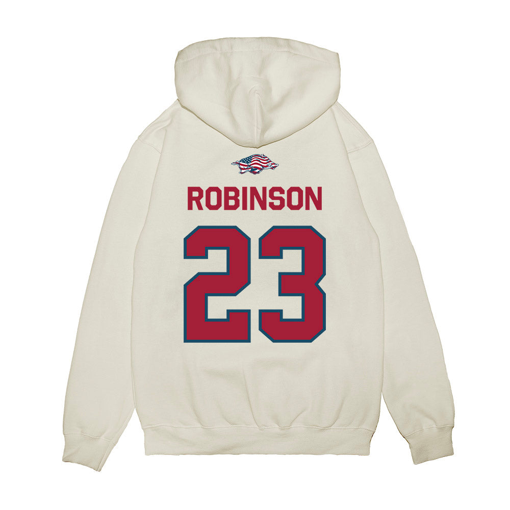Arkansas - NCAA Women's Basketball : Emily Robinson - Patriotic Collection Premium Hooded Sweatshirt-1