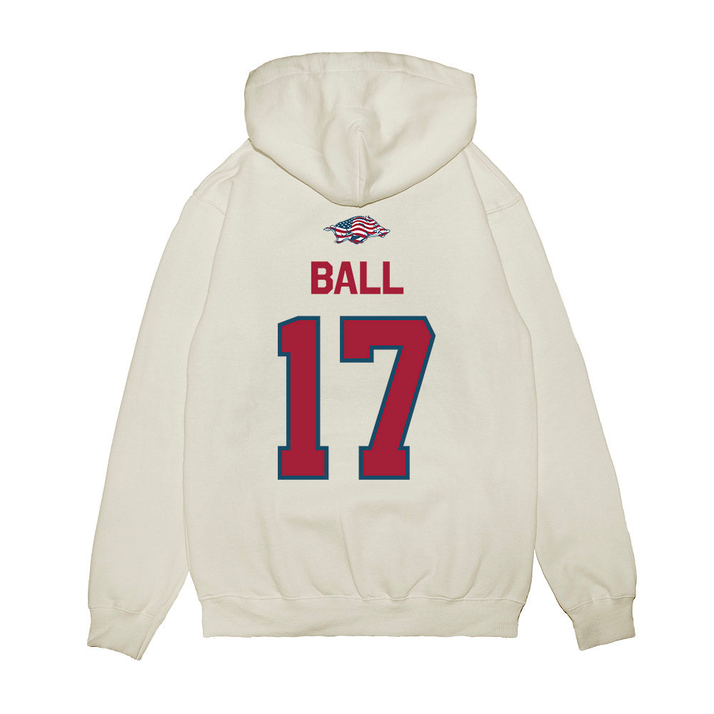 Arkansas - NCAA Women's Soccer : Kennedy Ball - Patriotic Collection Premium Hooded Sweatshirt-1