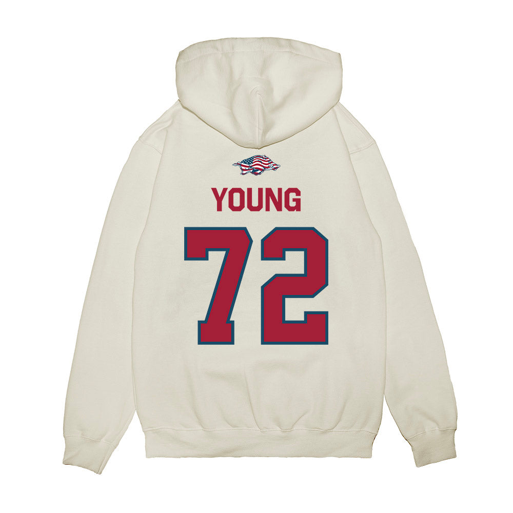 Arkansas - NCAA Football : Tucker Young - Patriotic Collection Premium Hooded Sweatshirt-1