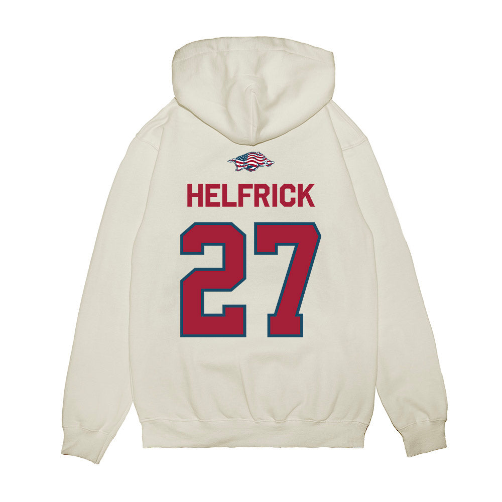 Arkansas - NCAA Baseball : Ryder Helfrick - Patriotic Collection Premium Hooded Sweatshirt-1