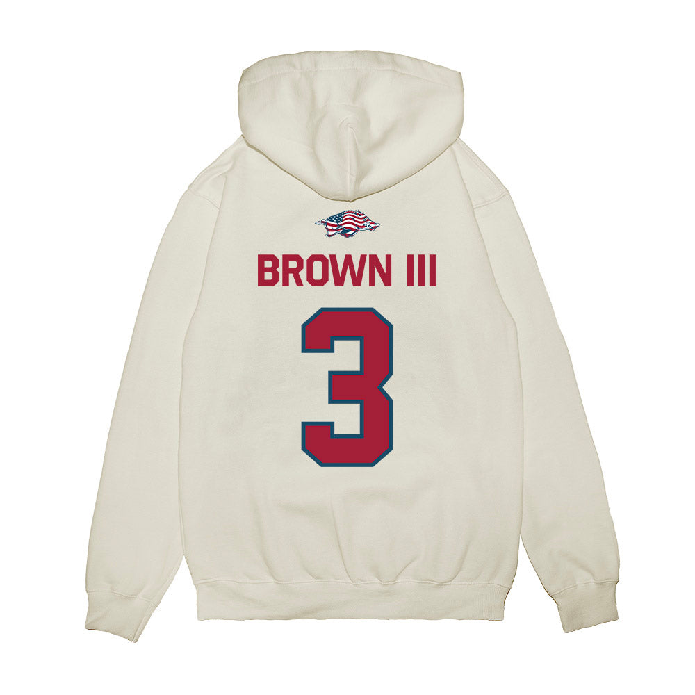 Arkansas - NCAA Football : CS Brown III - Patriotic Collection Premium Hooded Sweatshirt-1