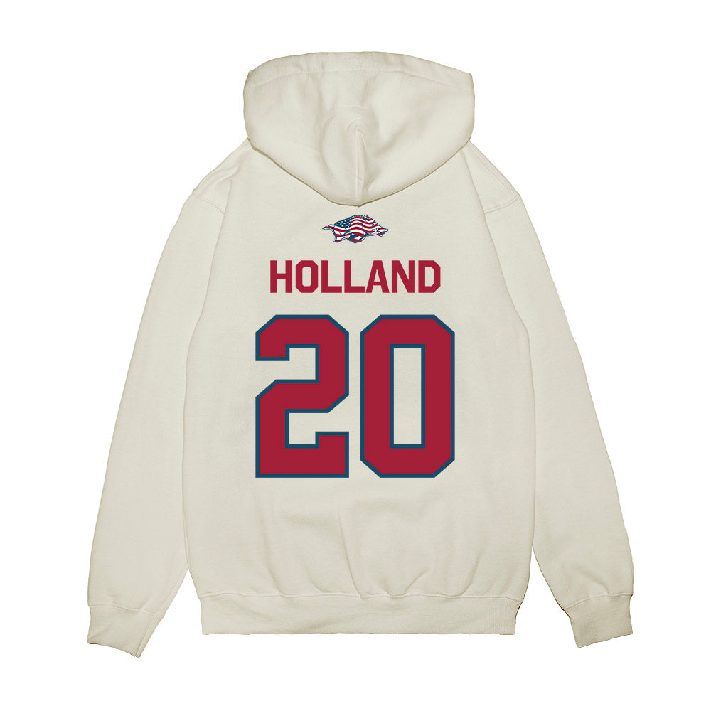 Arkansas - NCAA Baseball : Max Holland - Patriotic Collection Premium Hooded Sweatshirt-1