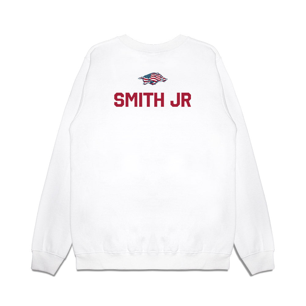 Arkansas - NCAA Men's Basketball : Jordan Smith Jr - Patriotic Collection Premium Crewneck Sweatshirt-1