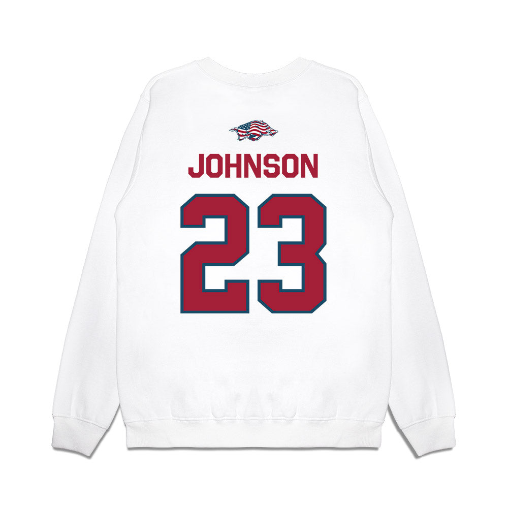 Arkansas - NCAA Softball : Reagan Johnson - Patriotic Collection Premium Crewneck Sweatshirt-1