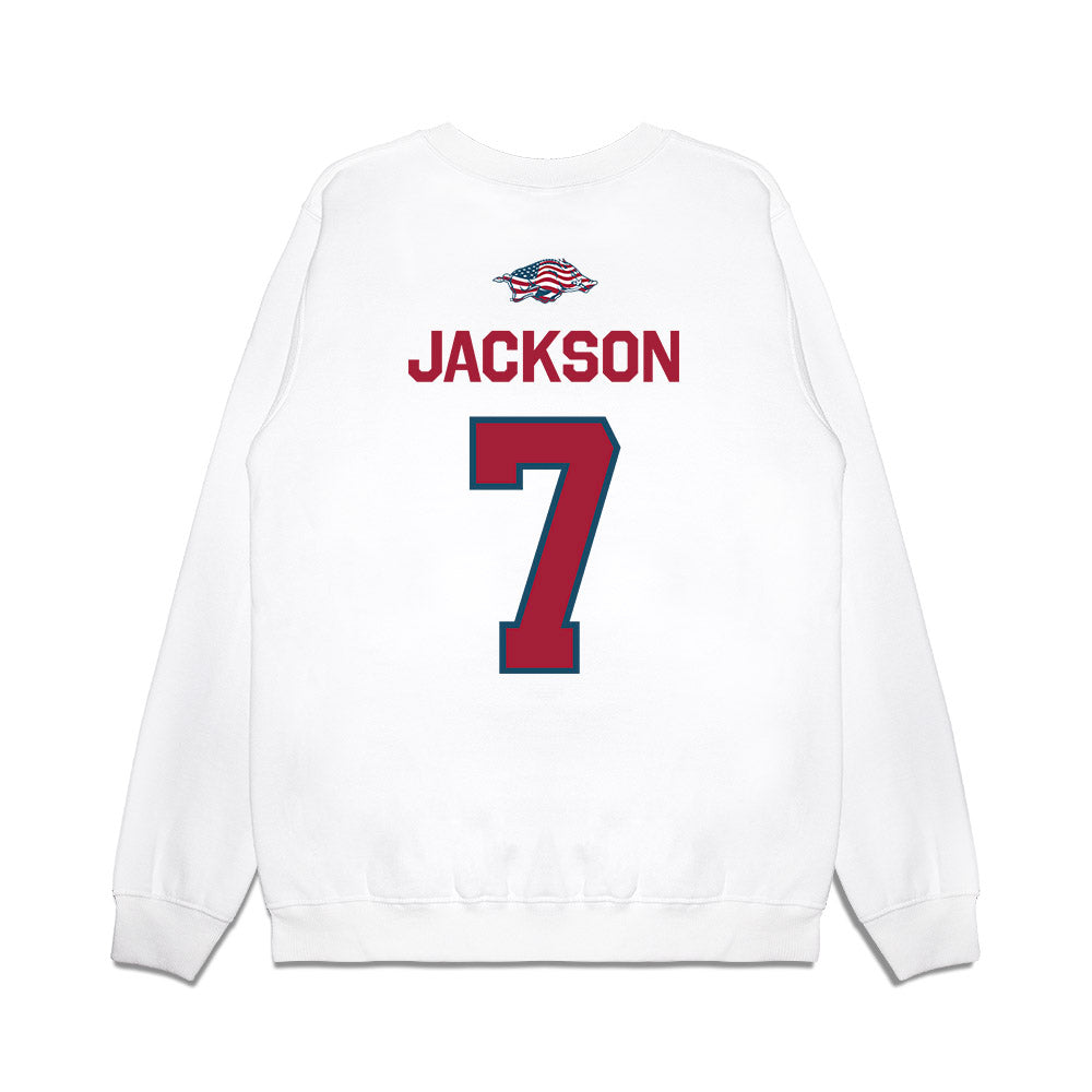 Arkansas - NCAA Football : KJ Jackson - Patriotic Collection Premium Crewneck Sweatshirt-1