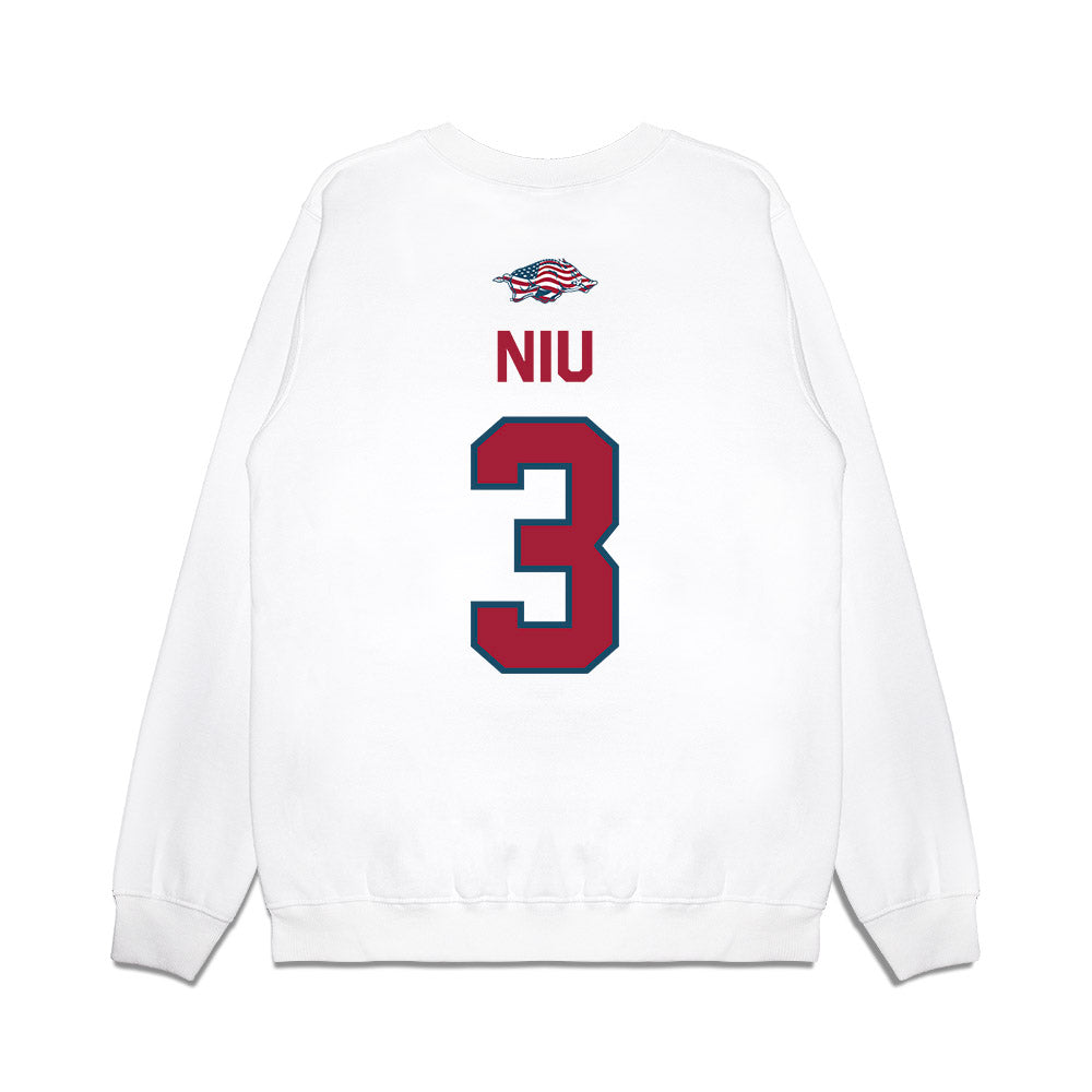 Arkansas - NCAA Women's Volleyball : Livia Niu - Patriotic Collection Premium Crewneck Sweatshirt-1