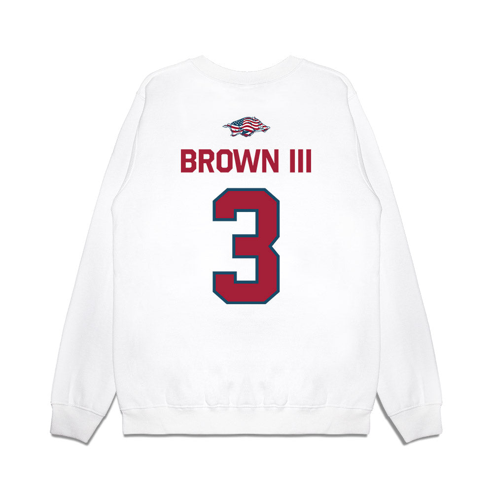 Arkansas - NCAA Football : CS Brown III - Patriotic Collection Premium Crewneck Sweatshirt-1
