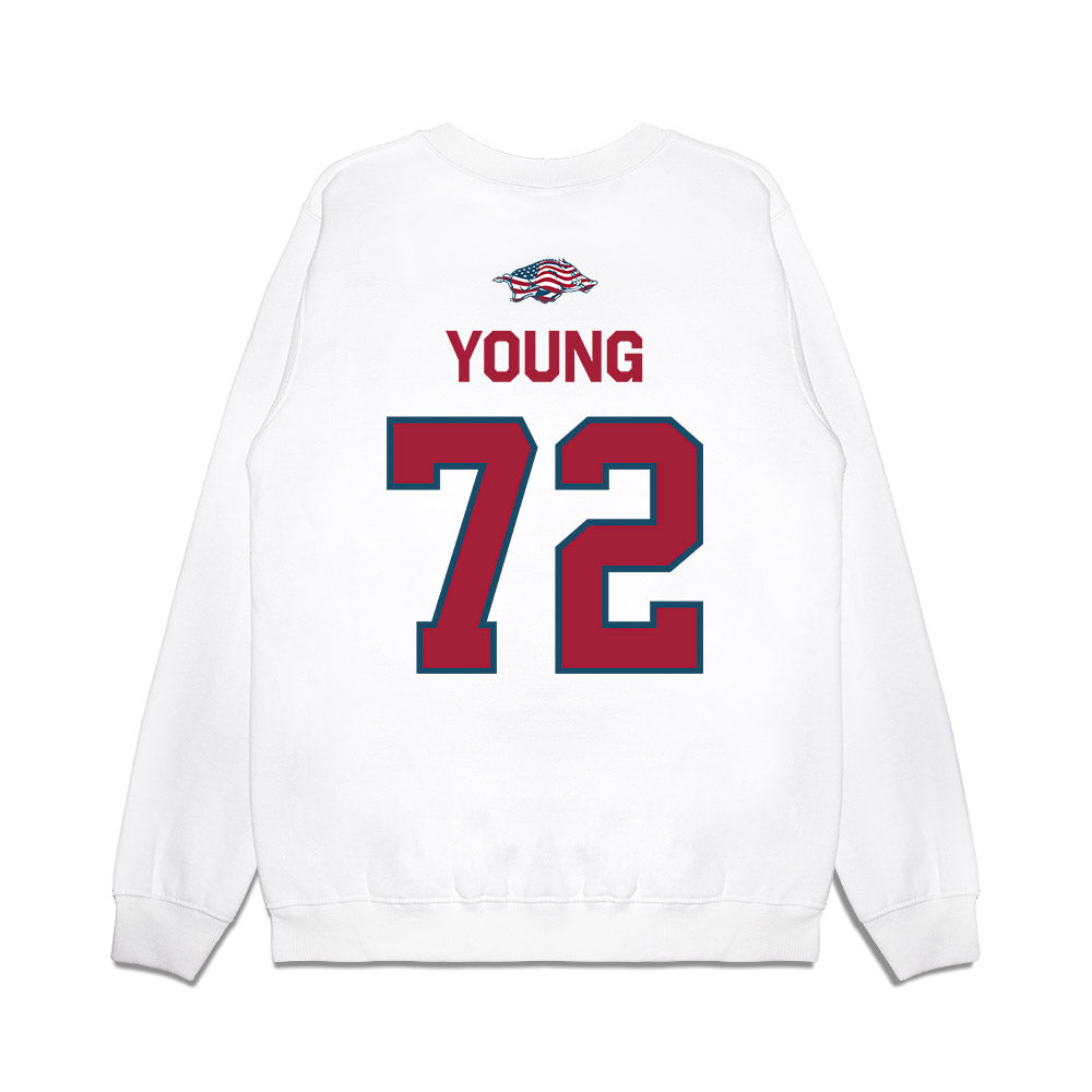 Arkansas - NCAA Football : Tucker Young - Patriotic Collection Premium Crewneck Sweatshirt-1