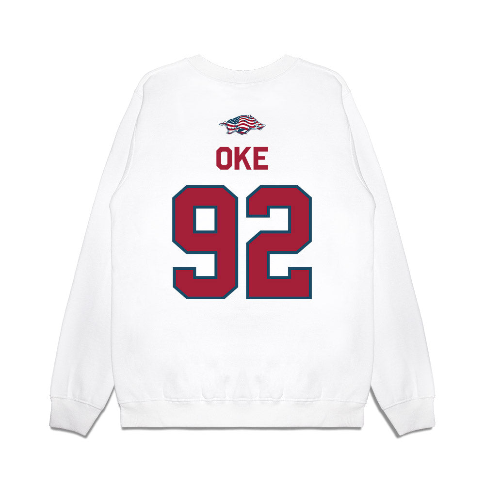 Arkansas - NCAA Football : David Oke - Patriotic Collection Premium Crewneck Sweatshirt-1