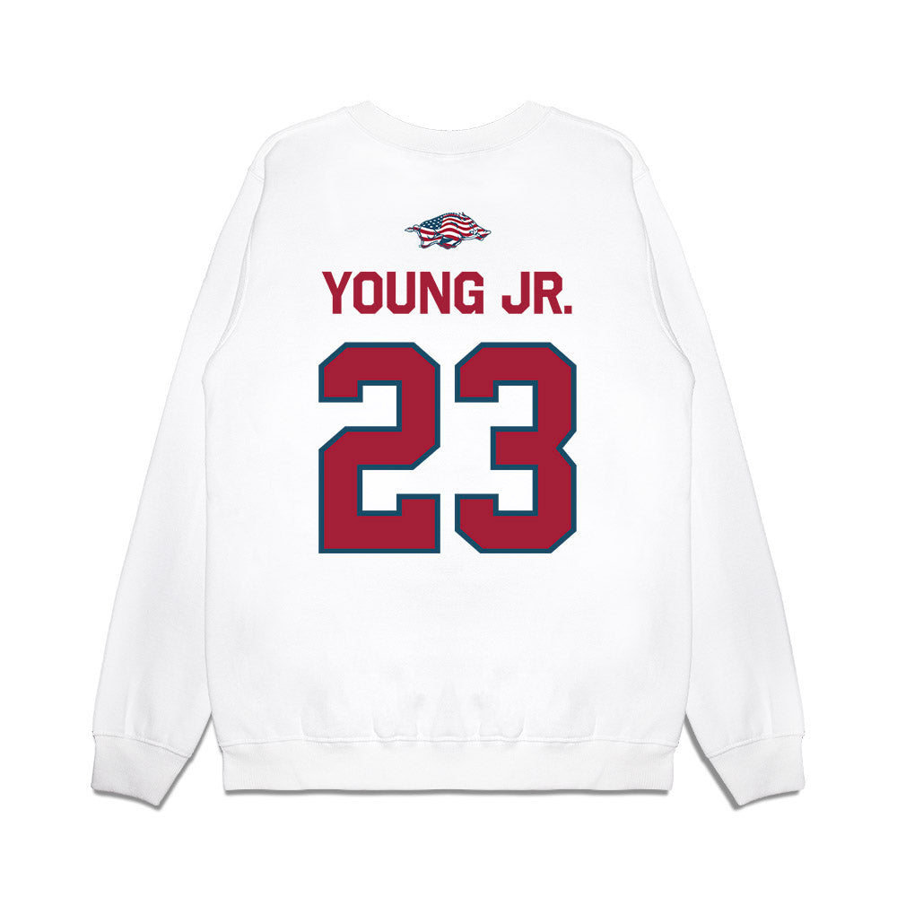 Arkansas - NCAA Football : Kevin Young Jr. - Patriotic Collection Premium Crewneck Sweatshirt-1