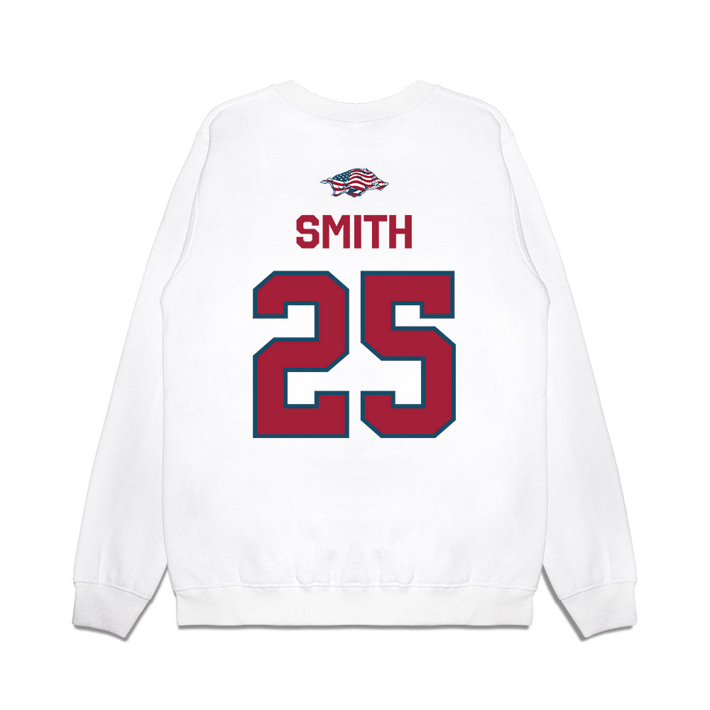 Arkansas - NCAA Football : Ja’Quavion Smith - Patriotic Collection Premium Crewneck Sweatshirt-1