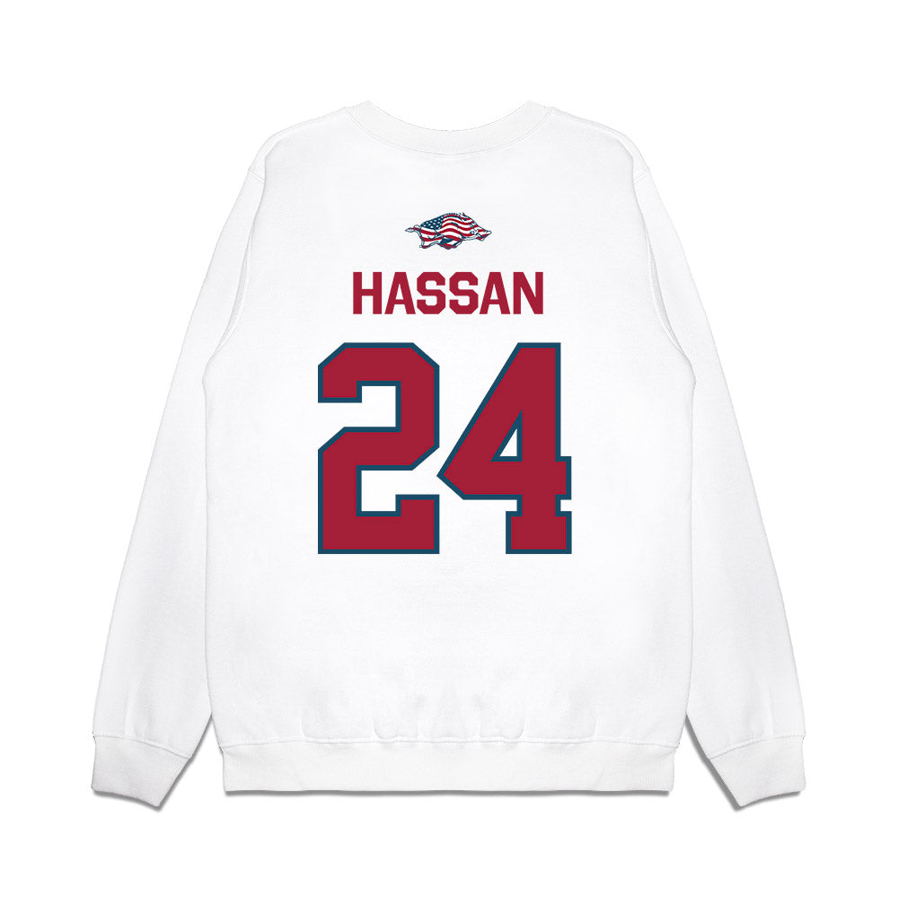 Arkansas - NCAA Women's Basketball : Aisha Hassan - Patriotic Collection Premium Crewneck Sweatshirt-1