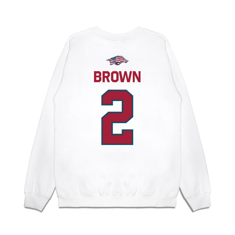 Arkansas - NCAA Men's Basketball : Amere Brown - Patriotic Collection Premium Crewneck Sweatshirt-1