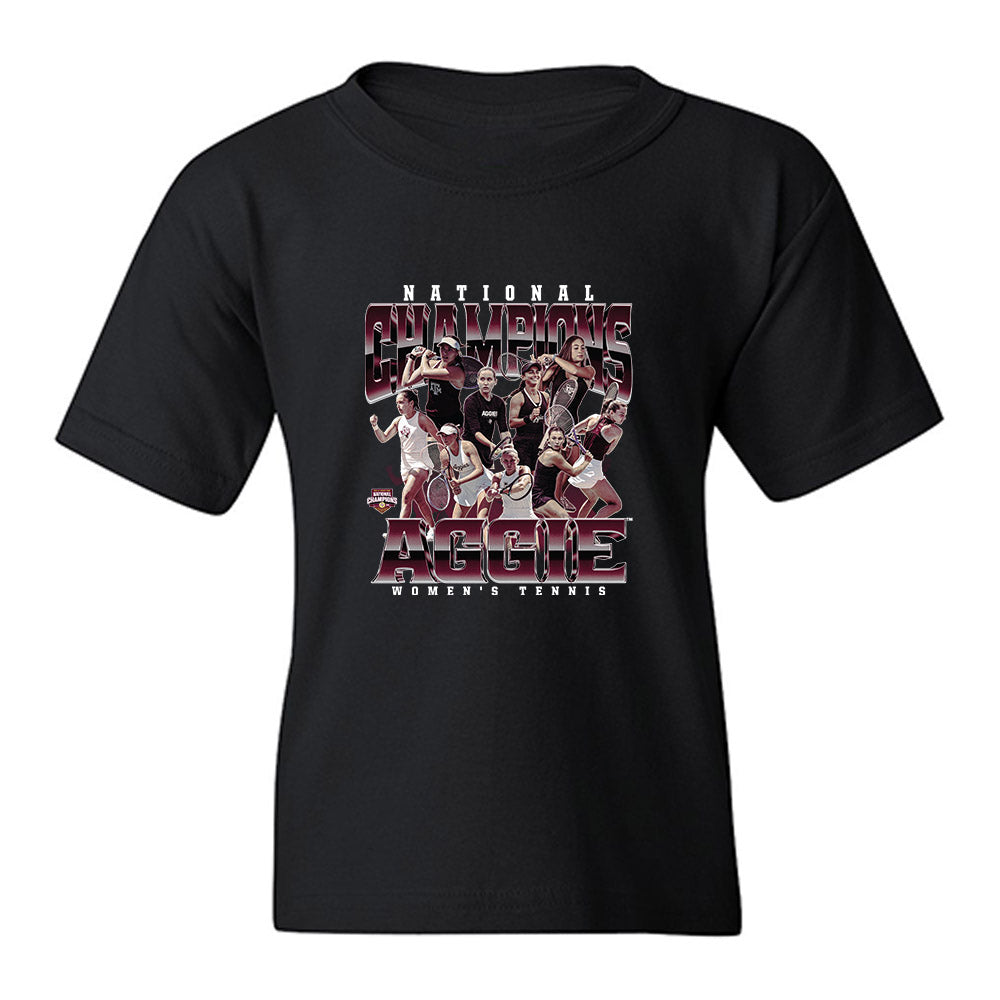 Texas A&M - NCAA Womens Tennis : National Champions 2026 Team Collage Youth T-Shirt-0