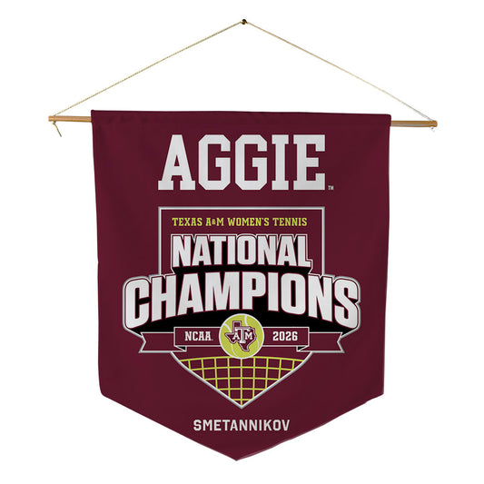 Texas A&M - NCAA Women's Tennis : Daria Smetannikov - National Champions 2026 Pennant - 18" x 21"-0