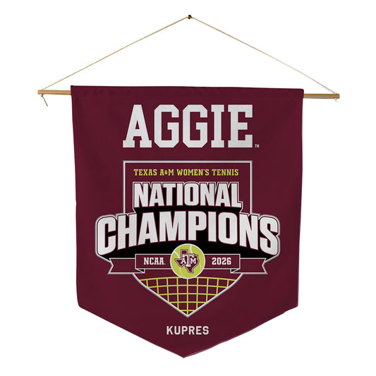Texas A&M - NCAA Women's Tennis : Mia Kupres - National Champions 2026 Pennant - 18" x 21"-0