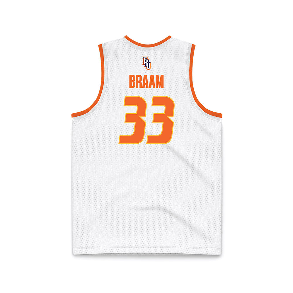 FPU - NCAA Men's Basketball : Ryan Braam - White Basketball Jersey-1