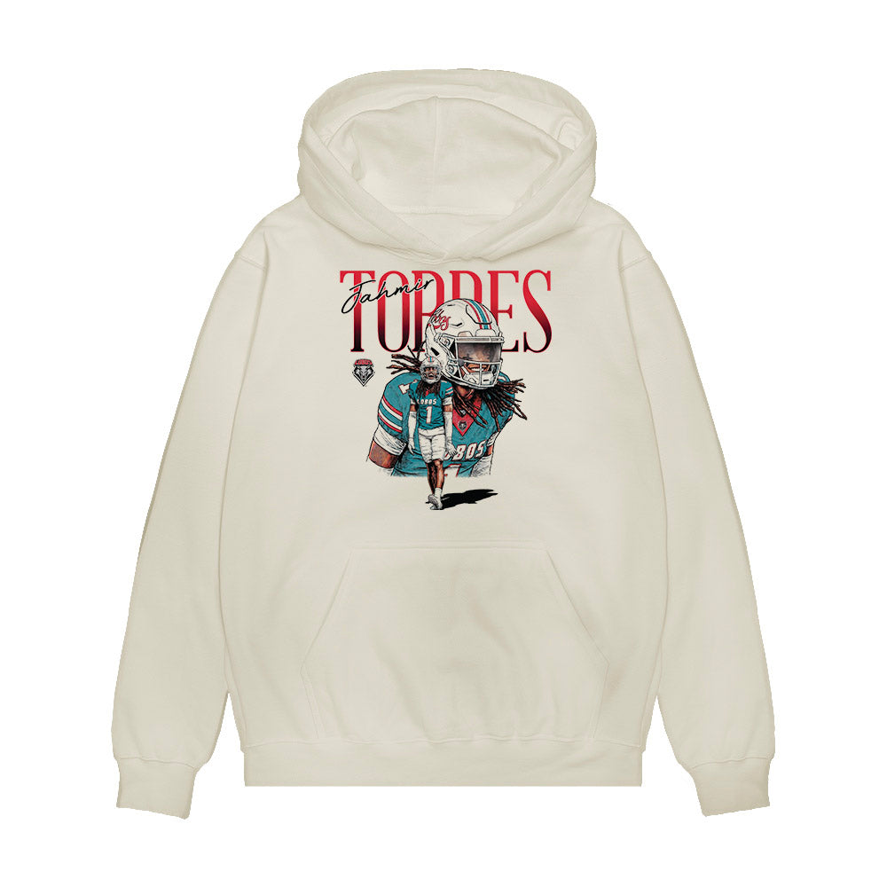 New Mexico - NCAA Football : Jahmir Torres - Caricature Premium Hooded Sweatshirt-0