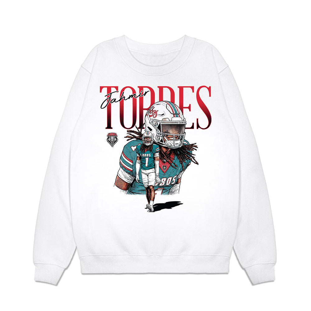 New Mexico - NCAA Football : Jahmir Torres - Caricature Premium Crewneck Sweatshirt-0