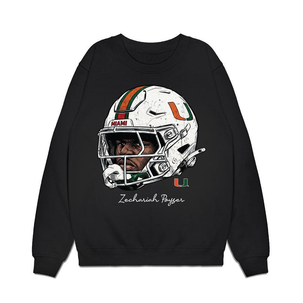 Miami - NCAA Football : Zechariah Poyser - Graphic Premium Crewneck Sweatshirt-0