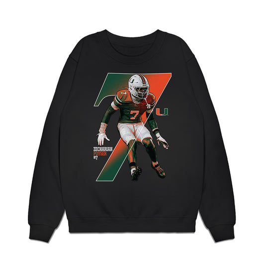 Miami - NCAA Football : Zechariah Poyser - Graphic Premium Crewneck Sweatshirt-0
