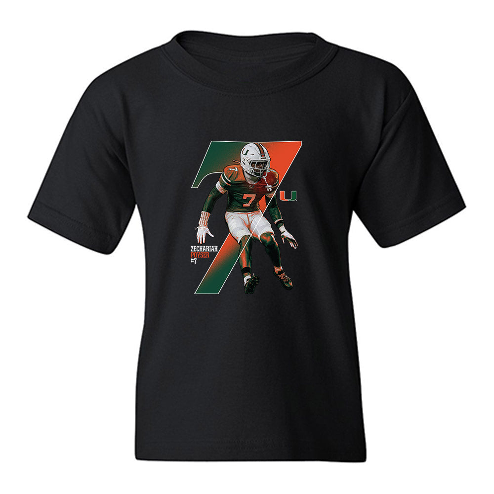 Miami - NCAA Football : Zechariah Poyser - Graphic Youth T-Shirt-0