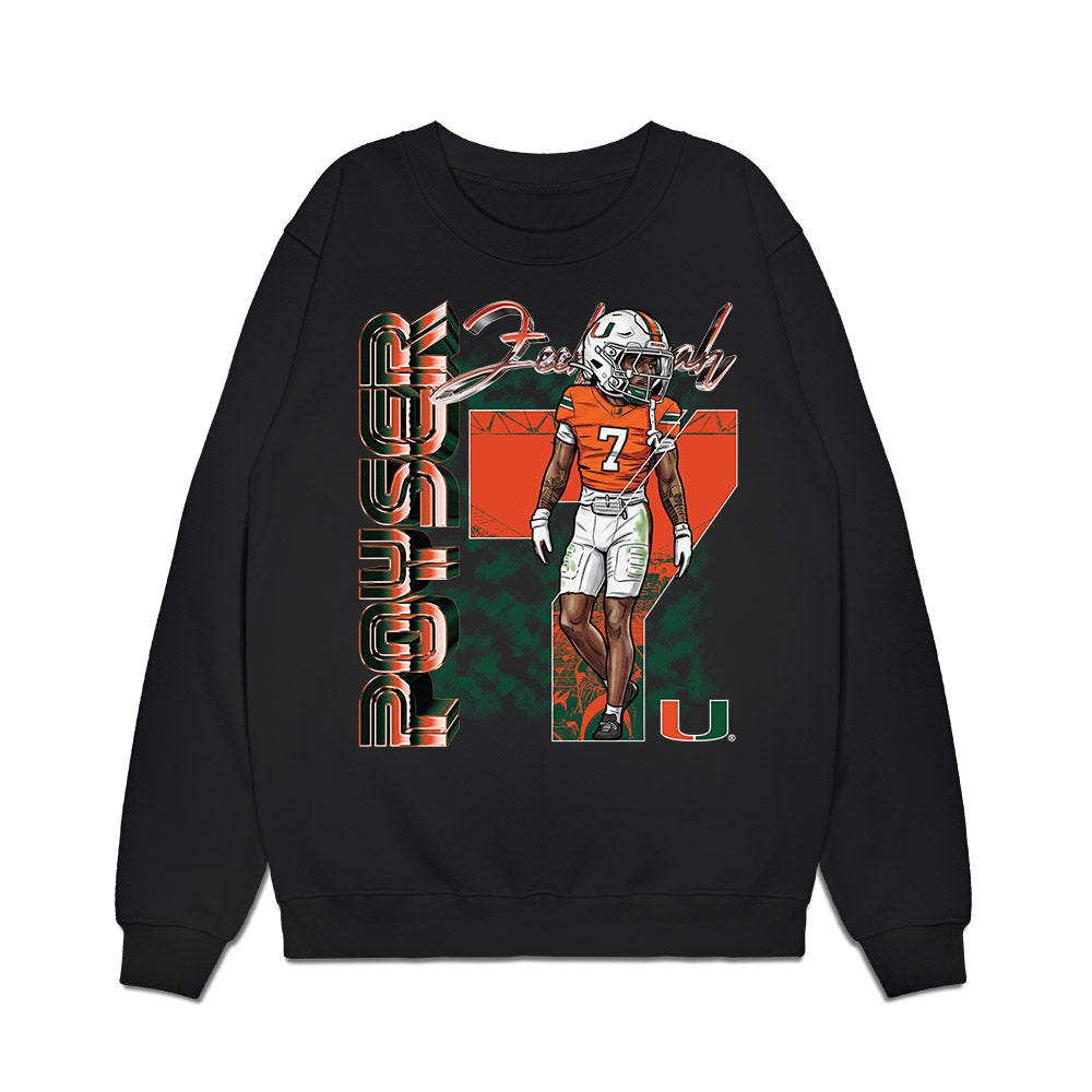 Miami - NCAA Football : Zechariah Poyser - Caricature Premium Crewneck Sweatshirt-0