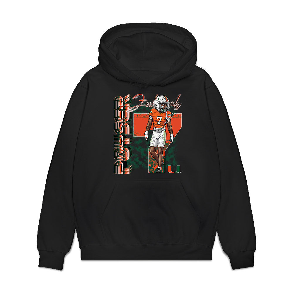 Miami - NCAA Football : Zechariah Poyser - Caricature Premium Hooded Sweatshirt-0