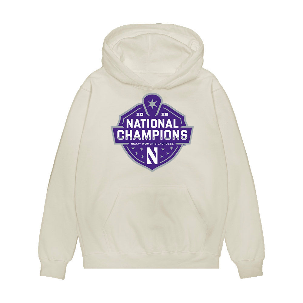 Northwestern - NCAA Womens Lacrosse : National Champions 2026 Roster Premium Hooded Sweatshirt-0