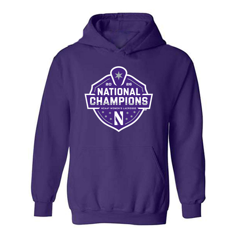 Northwestern - NCAA Women's Lacrosse : Liz Carlson - National Champions Shersey Hooded Sweatshirt-0