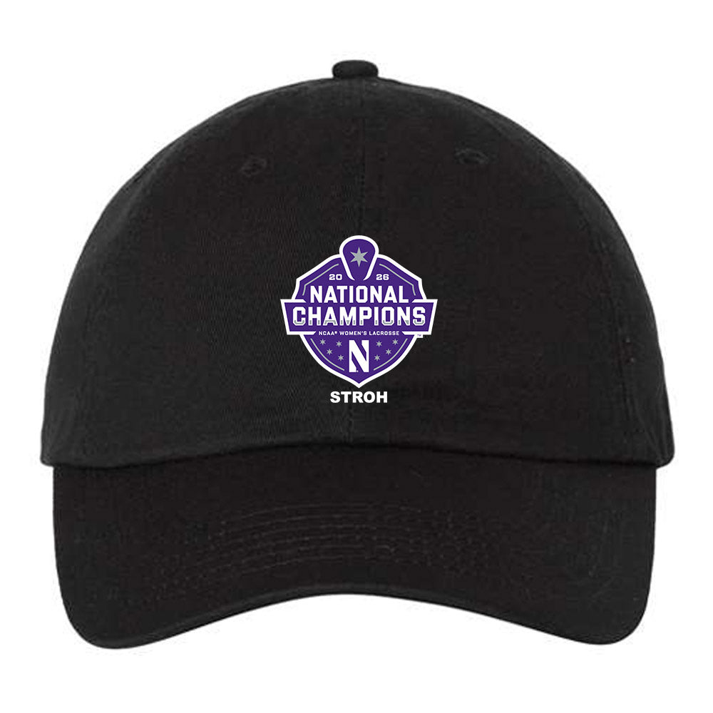 Northwestern - NCAA Women's Lacrosse : Brooke Stroh - National Champions 2026 Dad Hat-0