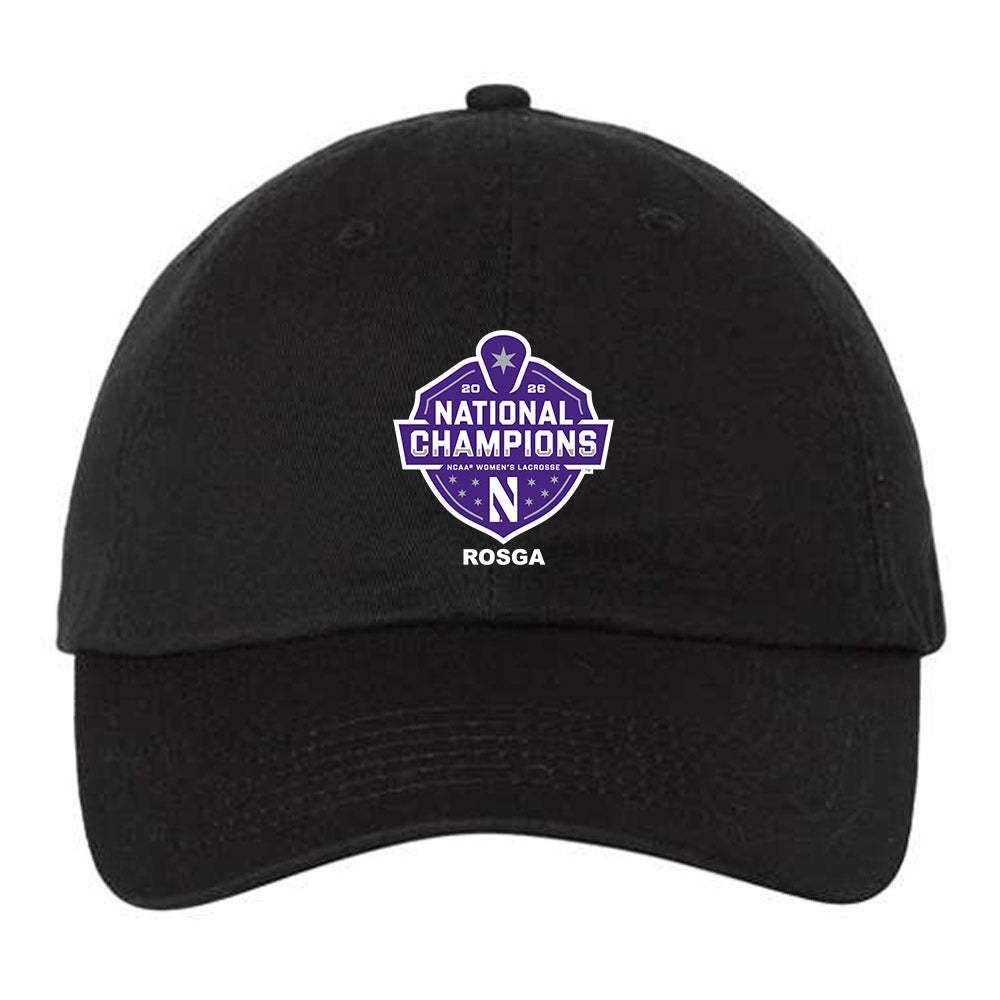 Northwestern - NCAA Women's Lacrosse : Jaylen Rosga - National Champions 2026 Dad Hat-0