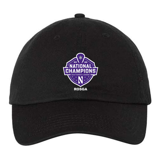 Northwestern - NCAA Women's Lacrosse : Jaylen Rosga - National Champions 2026 Dad Hat-0