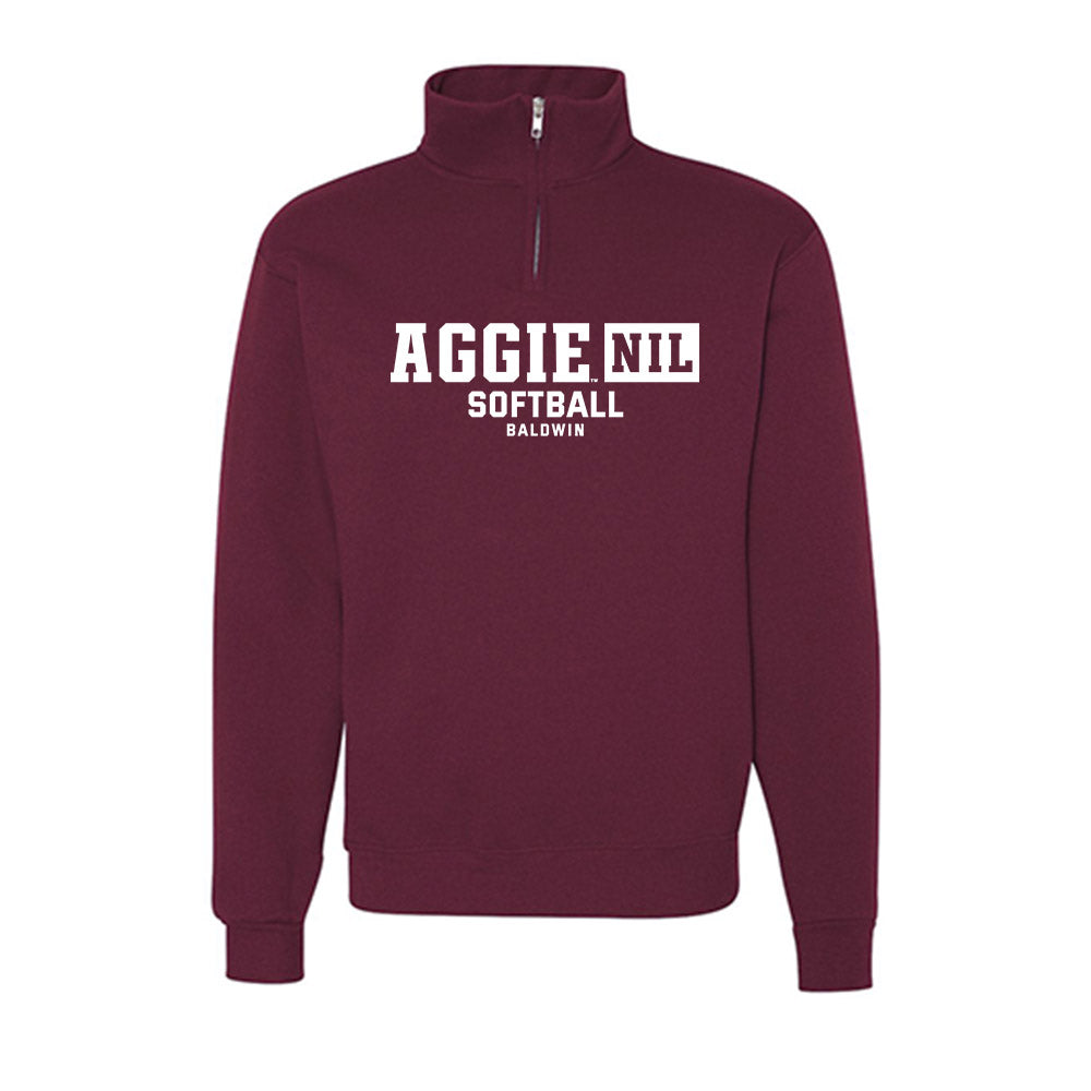 Texas A&M - NCAA Softball : DeeDee Baldwin - Nublend® Cadet Collar Quarter Zip Sweatshirt-0