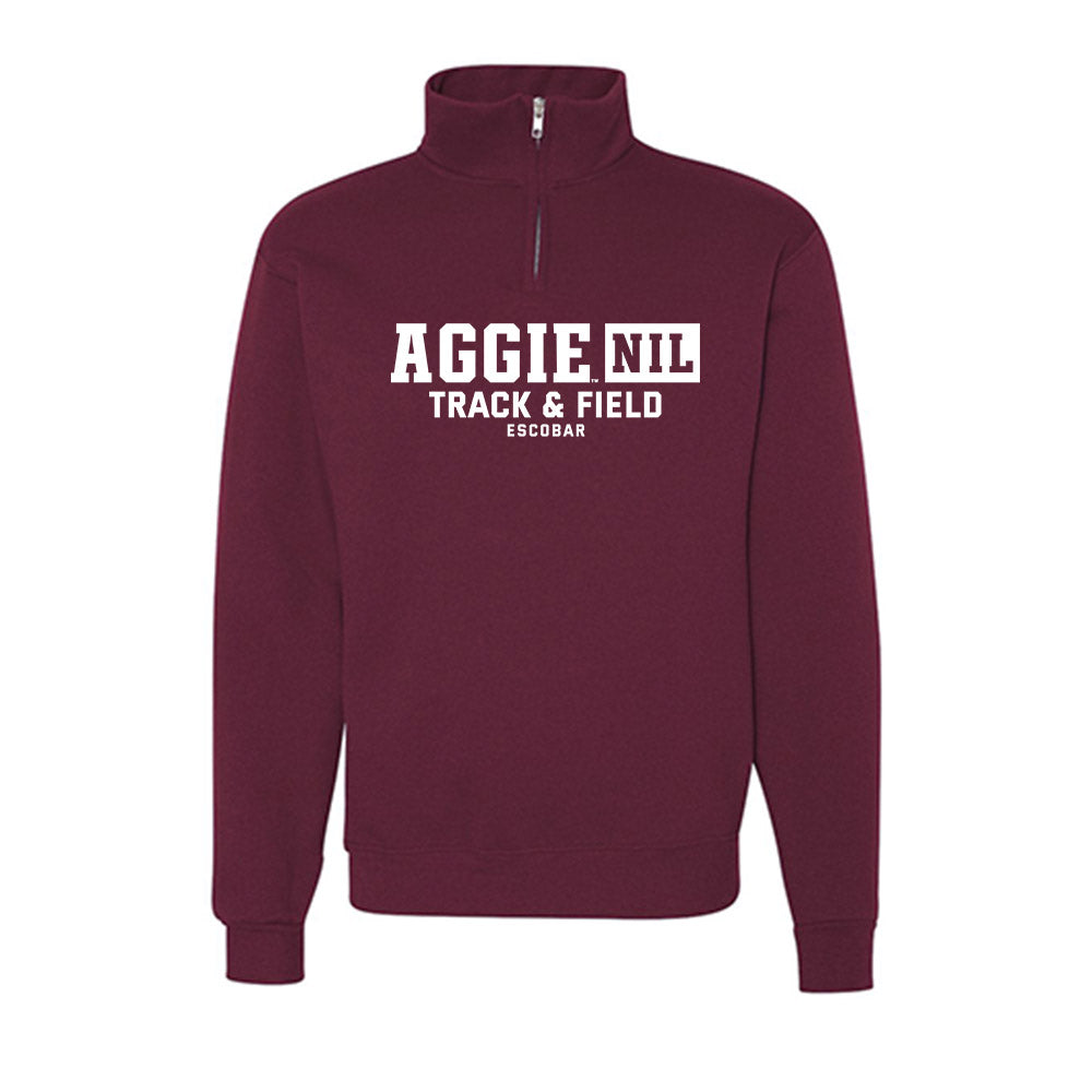 Texas A&M - NCAA Men's Track & Field : Demarco Escobar - Nublend® Cadet Collar Quarter-Zip Sweatshirt-0