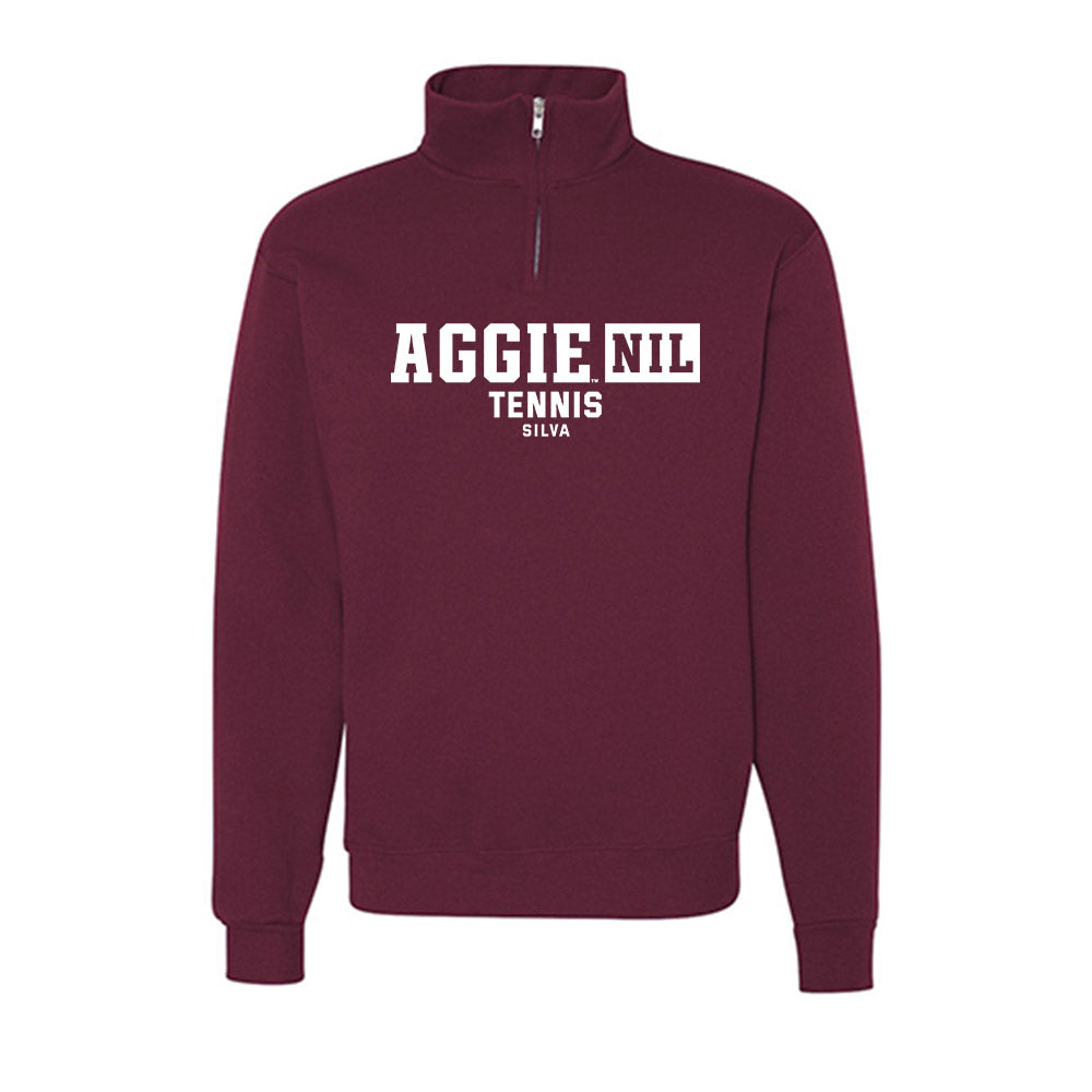 Texas A&M - NCAA Men's Tennis : Ethan Silva - Nublend® Cadet Collar Quarter-Zip Sweatshirt-0