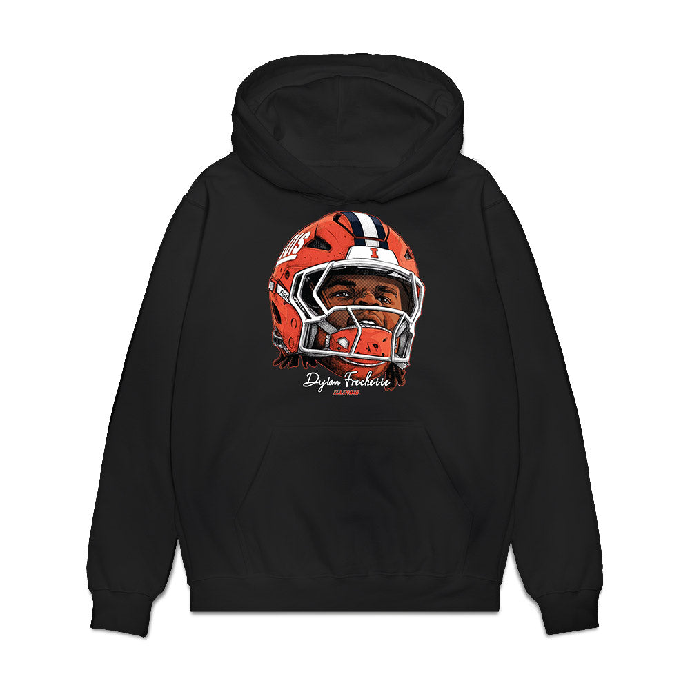 Illinois - NCAA Football : Dylan Frechette - Game Face Premium Hooded Sweatshirt-0