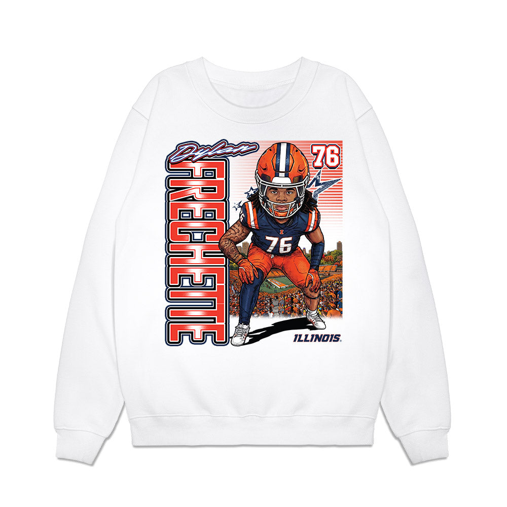Illinois - NCAA Football : Dylan Frechette - Caricature Premium Crewneck Sweatshirt-0