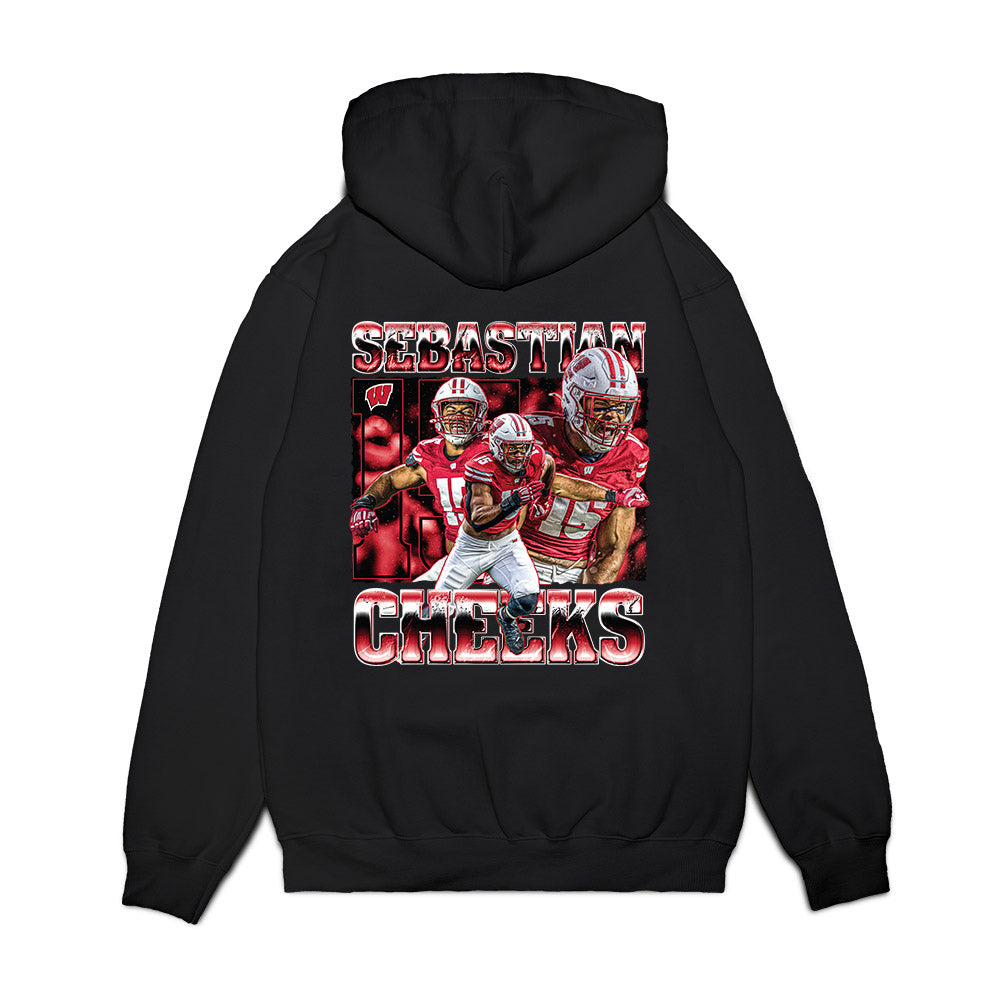 Wisconsin - NCAA Football : Sebastian Cheeks - Collage Premium Hooded Sweatshirt-1