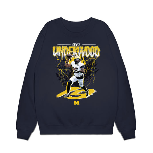 Michigan - NCAA Football : Bryce Underwood - Collage Premium Crewneck Sweatshirt-0